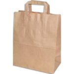 Colis 250 Sacs 26+14x30 cm avec poignées plates en papier kraft brun 80 g/m2 2614302501SACKR80