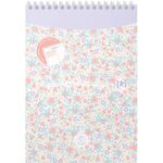 OXFORD Bloc spiralé FLORAL format A5, 160 pages non perforées 5x5. Coloris assortis