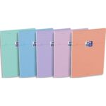 OXFORD Bloc agrafé en-tête SMART PASTEL 160 pages quadrillées 5x5. Format A5. Coloris assortis
