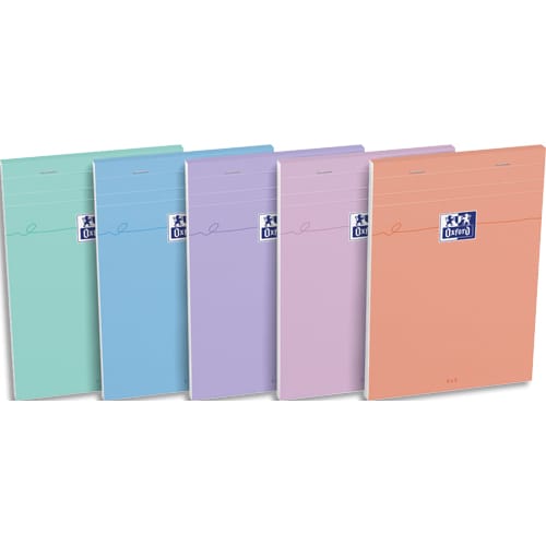 481341_d1-1.jpg OXFORD Bloc agrafé en-tête SMART PASTEL 160 pages quadrillées 5x5. Format A5. Coloris assortis – Image 1