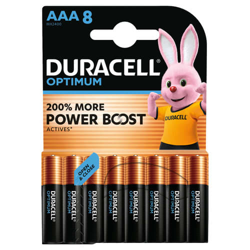 481481_d1-1.jpg DURACELL Piles alcalines AAA LR03 Optimum, 1,5V lot de 8 piles 5019063 – Image 1