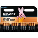 DURACELL Piles alcalines AAA LR03 Optimum, 1,5V lot de 12 piles 5019069