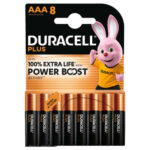 DURACELL Piles alcalines AAA LR03 Plus, 1,5V lot de 8 piles 5019146