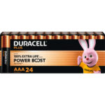 DURACELL Piles alcalines AAA LR03 Plus, 1,5V lot de 24 piles 5019160