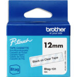 BROTHER Ruban pour titreuse noir sur transparent BTAG dimensions 12 mm x 4 m