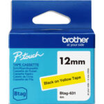 BROTHER Ruban pour titreuse noir sur jaune BTAG dimensions 12 mm x 4 m