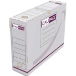 CALIPAGE Boîte archives dos 8 cm. Montage manuel. Carton Blanc.