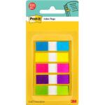 POST-IT Marque-pages POST-IT® étroits (5x20) couleurs néon dans dévidoir