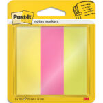 POST-IT 3 blocs de 100 marque-pages standards format 25x76mm coloris assortis
