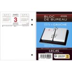 LECAS Bloc éphéméride date à gauche, Janvier à Décembre,1 jour par page + note à droite, 8,5x11,5cm