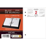 LECAS Bloc éphéméride date à droite, Janvier à Décembre, 1 jour par page + note à gauche, 8,5x11,5cm