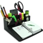 WONDAY Socle pour bloc éphéméride + pot à crayons en plastique Noir