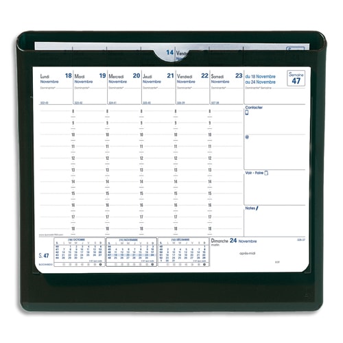 511683_d1-1.jpg QUO VADIS Agenda bureau Blockhebdo socle Noir + rech Janvier à Décembre format du socle : 22x21cm – Image 1