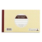 LE DAUPHIN Carnet quittance de loyer à souche 12,5x21cm 50 feuillets autocopiants tripli