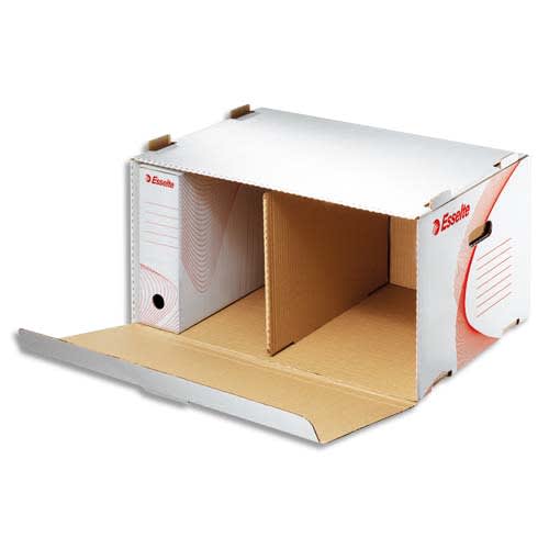 525827_d1.jpg ESSELTE Conteneur à archives ouverture frontale, en carton ondulé kraft Blanc – Image 1