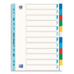 OXFORD Intercalaires en polypropylène 12/100e, 12 positions, format A4. Coloris assortis