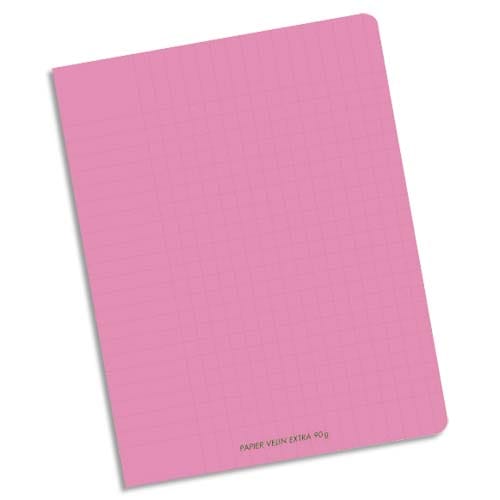 533128_d1-1.jpg CONQUERANT C9 Cahier piqûre 17x22cm 96 pages 90g grands carreaux Seyès. Couverture polypropylène Rose – Image 1