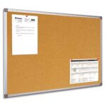 BI-OFFICE Tableau d'affichage en Liège, cadre en PVC Gris - Format : L90 x H60 cm