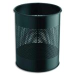 DURABLE Corbeille à papier ronde ajourée en métal - 15 litres - ø26 x H31,5 cm - Noir