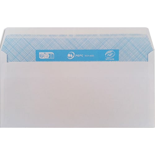 580739_d1-1.jpg PERGAMY Boîte de 500 enveloppes Blanches sans fenêtre 80g DL 110x220 mm auto-adhésives – Image 1