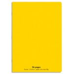 CONQUERANT C9 Cahier piqûre 17x22cm 96 pages 90g grands carreaux Seyès. Couverture polypropylène Jaune