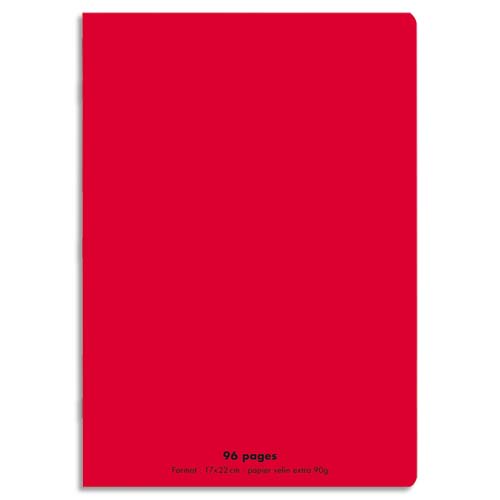 599263_d1-1.jpg CONQUERANT C9 Cahier piqûre 17x22cm 96 pages 90g grands carreaux Seyès.Couverture polypropylène Rouge – Image 1
