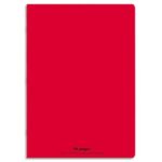 CONQUERANT C9 Cahier piqûre 21x29,7cm 96 pages 90g grands carreaux Seyès. Couverture polypropylène Rouge