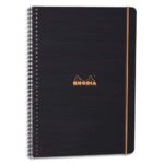 RHODIA Cahier PROBOOK spirale couverture Noire PP 22,5x29,7cm 160 pages 5x5 perforées 4 trous