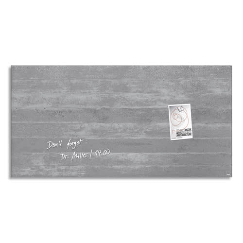 602044_d1.jpg SIGEL Tableau en verre Béton structuré, magnétique 2 aimants et fixation fournis, Format : L91 x H46 cm – Image 1