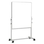 BI-OFFICE Tableau mobile surface émaillée Blanche magnétique, verso feutrine Bleue - Format L70 x H120 cm