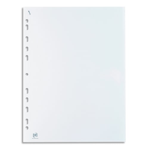 603379_d1.jpg OXFORD Boîte de 100 pochettes perforées QUICK'IN en polypro lisse 7/100e. Format A4, perforation 11 trous – Image 1