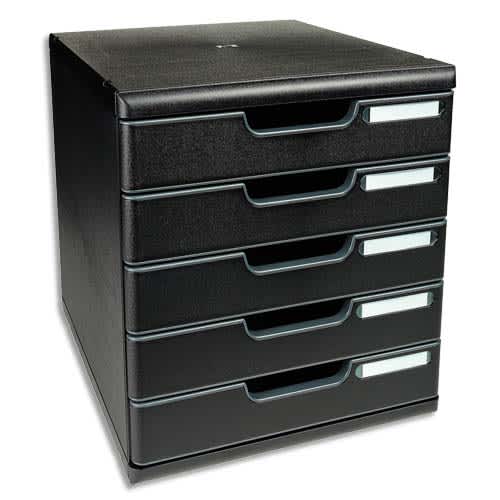 604013_d1.jpg EXACOMPTA Module de classement 5 tiroirs format A4+ Dimensions L28,8 x H32 x P35 cm ECOBlack Noir – Image 1
