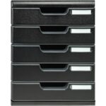 EXACOMPTA Module de classement 5 tiroirs format A4+ Dimensions L28,8 x H32 x P35 cm ECOBlack Noir – Image 2