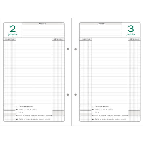 608531_d1-1.jpg EXACOMPTA Recharge pour classeur Caisse perpétuel 1 jour par page,Janvier à Décembre - 16x24cm – Image 1