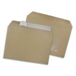 GPV Boîte de 250 enveloppes kraft brun auto-adhésives 90g format C4 avec fenêtre 50x100mm