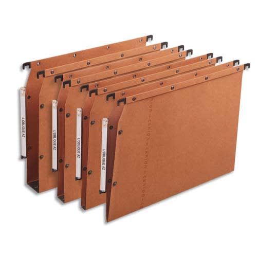 631265_d1.jpg OBLIQUE AZ Boîte de 25 dossiers suspendus ARMOIRE en kraft 240g. Fond 30, bouton-pression. Orange – Image 1