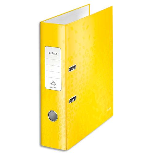 657218_d1.jpg LEITZ Classeur à levier WOW 180°, A4, 8 cm, carton pelliculé, coloris Jaune – Image 1
