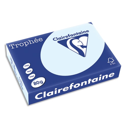 669241_d1-1.jpg CLAIREFONTAINE Ramette de 500 feuilles papier couleur TROPHEE 80 grammes format A4 Bleu 1971 – Image 1
