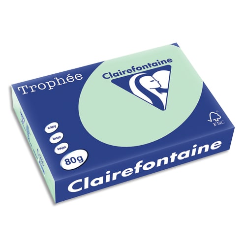 669268_d1-1.jpg CLAIREFONTAINE Ramette de 500 feuilles papier couleur TROPHEE 80 grammes format A4 Vert 1975 – Image 1