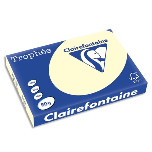 669381_d1-1.jpg CLAIREFONTAINE Ramette de 500 feuilles papier couleur TROPHEE 80 grammes format A3 Ivoire 1252 – Image 1