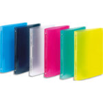 VIQUEL Classeur 4 anneaux Ø20 mm PROPYGLASS en polypropylène 5/10e. Dos 2,5 cm. Coloris assortis