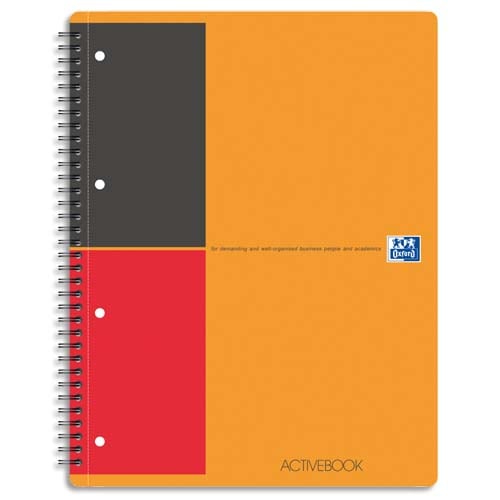 684212_d1-1.jpg OXFORD Cahier Activebook spirales 160 pages perforées 80g lignée 6mm 21x31,8cm Couverture polypro Orange – Image 1