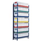 PAPERFLOW Rayonnage Rang'Eco tubulaire élément Suivant enacier,5 tablettes - Dim. L100 x H200 x P34 cm