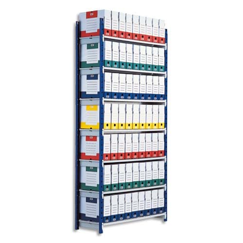 695672_d1.jpg PAPERFLOW Rayonnage Rang'Eco tubulaire élément Suivant enacier,5 tablettes - Dim. L100 x H200 x P34 cm – Image 1