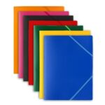 Chemise 3 rabats + élastiques 24x32cm en polypropylène opaque 5/100°. Dos 4cm. 10 coloris