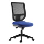 Siège ''Tertio'' dossier résille Noir et assise tissu Bleu, à mécanisme synchrone, sans accoudoirs