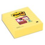 POST-IT Lot de 3 blocs de 70 feuilles Super Sticky Jaunes lignées 101 x 101 mm