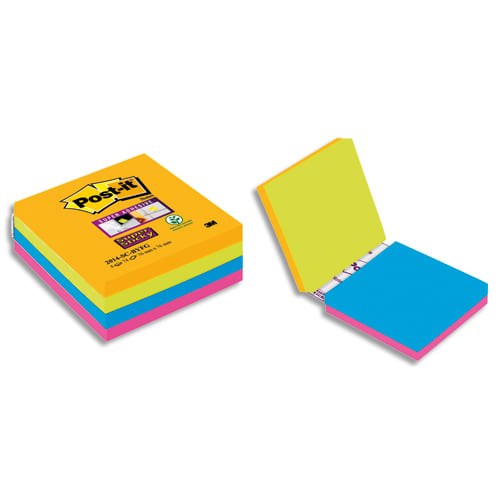 704290_d1-1.jpg POST-IT Cube de 4 blocs Super Sticky Easy Select 74 feuilles lignées 76 x 76 mm – Image 1