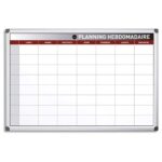 BI-OFFICE Planning Hebdomadaire perpétuel Blanc magnétique, effaçable à sec, cadre aluminium L90 x H60 cm