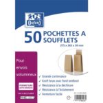BONG Paquet de 50 pochettes kraft auto-adhésives 120g format 275x365 mm, soufflet 30 mm